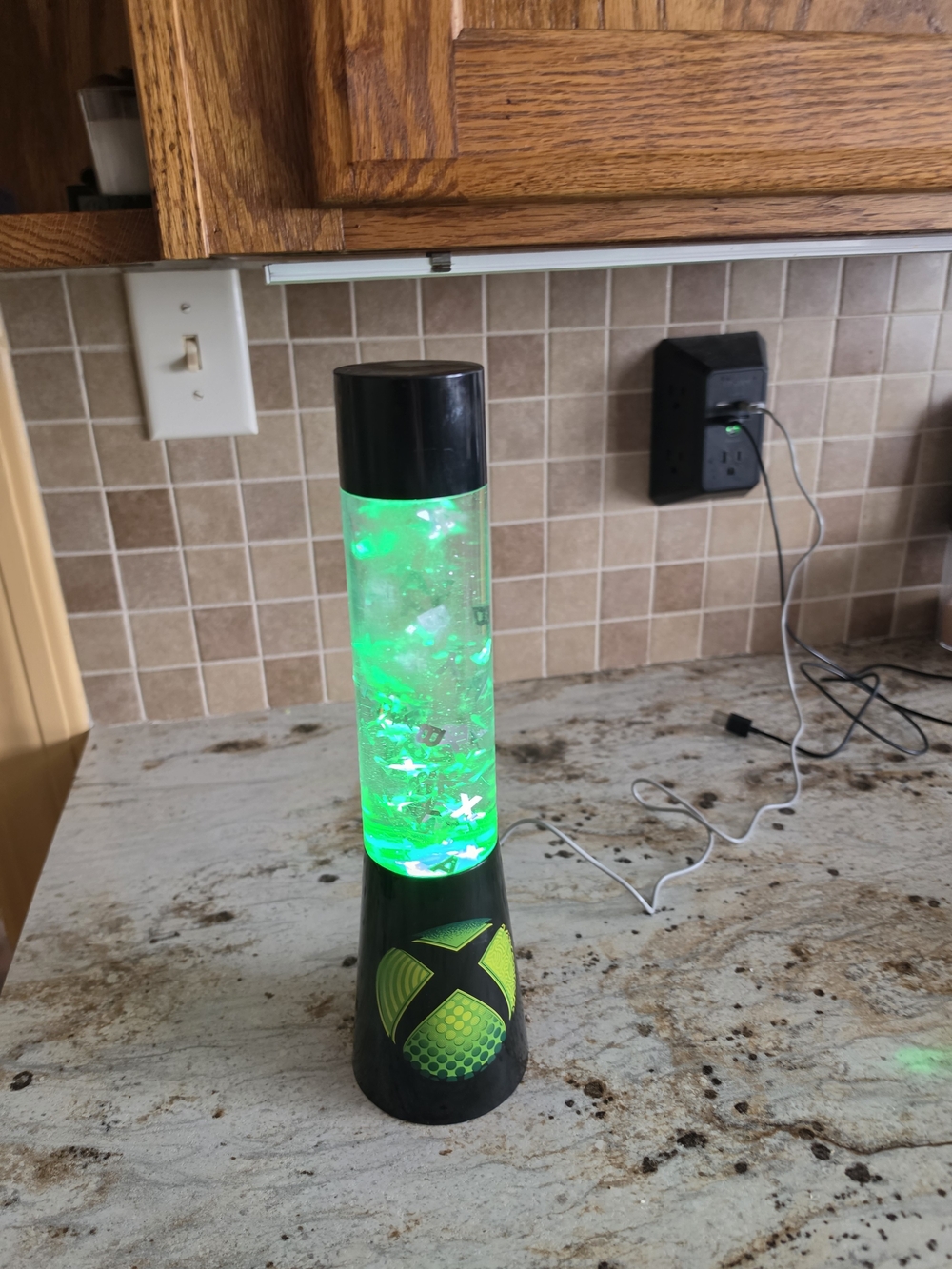 Xbox Green Glitter Lava Lamp with Black Base